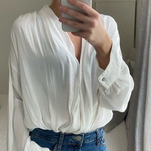 White Free People silk body suit
